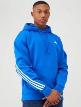 Adidas 3-Stripe Pullover Hoodie - Blue, Size S, Men