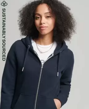 Superdry Womens Organic Cotton Vintage Logo Embroidered Zip Hoodie Navy / Eclipse Navy - Size: 14