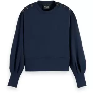 Scotch and Soda Button Crew Sweatshirt - Blue