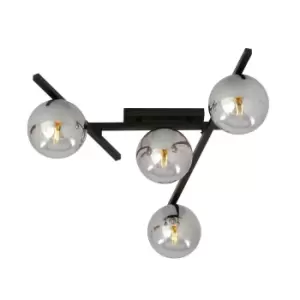 Smart Black Globe Ceiling Light with Graphite Glass Shades, 4x E14