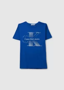 Calvin Klein Kids Lined Monogram T-Shirt In Ultra Blue