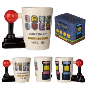 Gaming Joystick Shaped Handle Mug with Arcade Decal