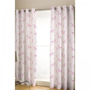 Folk Unicorn Lined Curtains