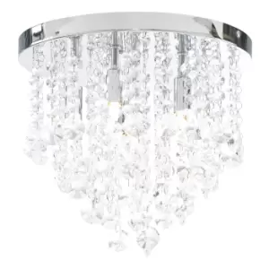 Spa Celeste 6 Light Flush Ceiling Light Crystal Glass and Chrome