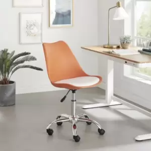 Furniturebox UK - Furniturebox Oslo Two Tone Orange and White Faux Leather Modern Minimalist Office Chair