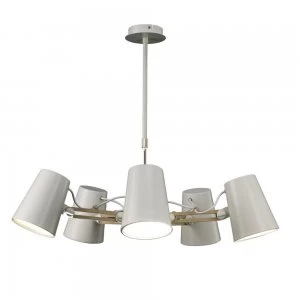 Ceiling Pendant 5 Light E27, Matt White, Beech