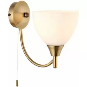 Loops - Dimmable LED Wall Light Antique Brass & Frosted Glass Shade Curved Lamp Lighting