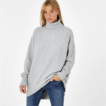 Jack Wills Roll Neck Knitted Jumper - Grey Marl