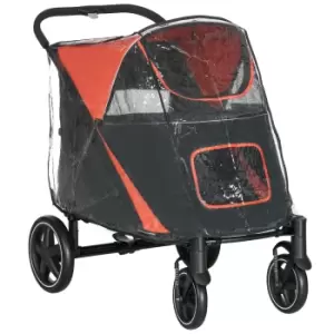 PawHut One-Click Foldable Pet Travel Stroller with Rain Cover, Cat Dog Pushchair with Universal Front Wheels, Shock Absorber, Storage Bags, Mesh Windo