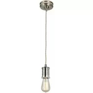 1 Bulb Ceiling Pendant Light Fitting Highly Polished Nickel LED E27 60W