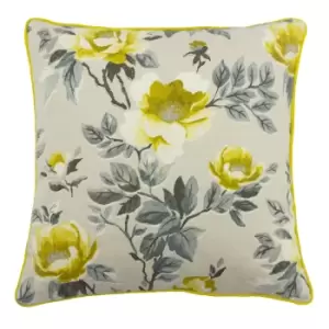Peony Country Floral Cushion Ochre, Ochre / 45 x 45cm / Polyester Filled