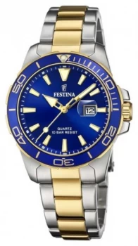 Festina Womens /Two-Tone Stainless Steel Bracelet Blue Watch