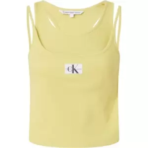 Calvin Klein Jeans Badge Rib Double Layer Tank Top - Yellow