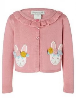Monsoon Baby Girls Organic Crochet Bunny Cardigan - Pink, Size 6-12 Months
