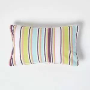 Homescapes - Cotton Osaka Green Stripe Rectangular Cushion Cover, 30 x 50cm - Green