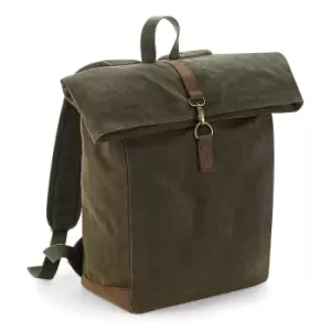 Quadra Heritage Waxed Canvas Leather Accent Backpack (olive Green)