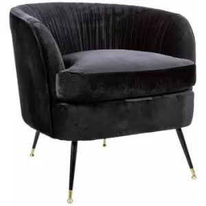 Charles Bentley Milan Velvet Accent Chair Black Tub Armchair Pleat Velvet - Black