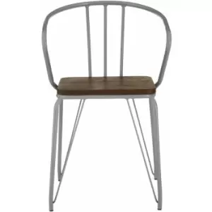 Premier Housewares District Grey Metal and Elm Wood Arm Chair