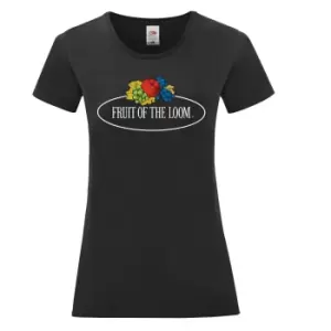 Fruit of the Loom Womens/Ladies Vintage Big Logo T-Shirt (L) (Black)