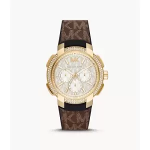 Michael Kors Womens Sidney Multifunction Brown Pvc Leather Watch - Black / Brown