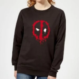 Marvel Deadpool Splat Face Womens Sweatshirt - Black - XS