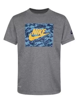 Nike Kids Boys Club Camo T-Shirt S/S, Dark Grey, Size 4-5 Years