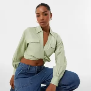 Jack Wills Draped Cropped Blouse - Green