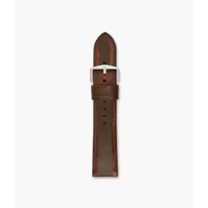 Fossil Mens Estate 22Mm Leather And Rubber Watch Strap - Dark Brown