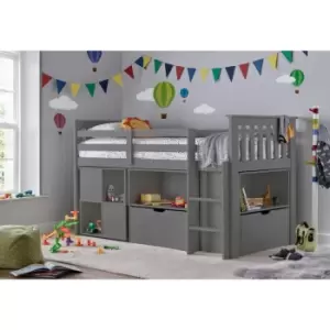 Milo Grey Sleep Station Desk Storage Bed and Orthopaedic Mattress