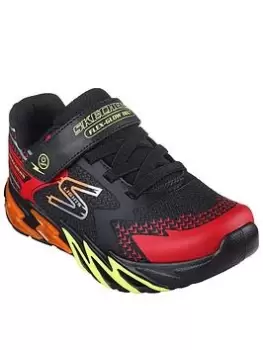 Skechers Boys Flex-glow Bolt Lighted Gore And Strap Trainer, Black, Size 10 Younger