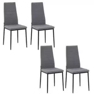 HOMCOM Set Of 4 Dining Chairs Upholstered Fabric Accent Chairs With Metal Legs