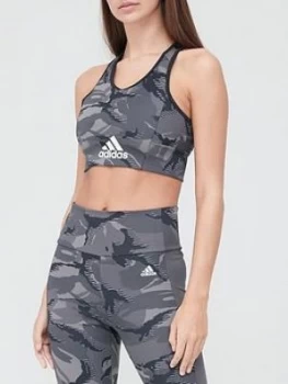 adidas Medium Support Camo Believe This Sports Bra - Black, Size 2Xs, Women