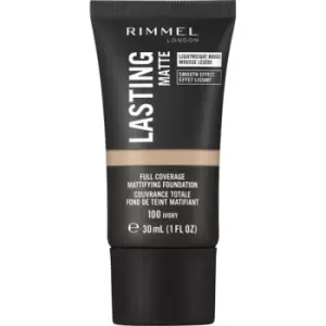 Rimmel Lasting Matte Mattifying Foundation Shade 100 Ivory 30ml