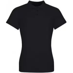 Awdis Womens/Ladies Pique Cotton Polo Shirt (L) (Deep Black)