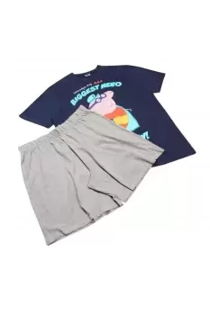 Peppa Pig Mens Hero Of The Day Grandpa Pig Pyjama Set (5XL) (Navy/Heather Grey)