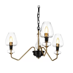 Armand 3 Light Pendant, Aged Brass, Glass Shades