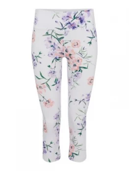 DKNY High rise blossom print crop leggings White