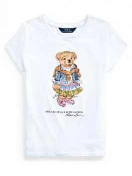 Ralph Lauren Girls Short Sleeve Bear Print T-Shirt, White, Size Age: 5 Years, Women