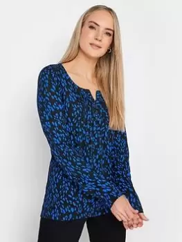 Long Tall Sally Abstract Spot Ls Henley Top, Black, Size 14, Women