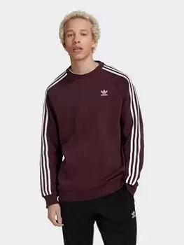 adidas Originals 3-Stripes Crew - Maroon, Maroon, Size S, Men