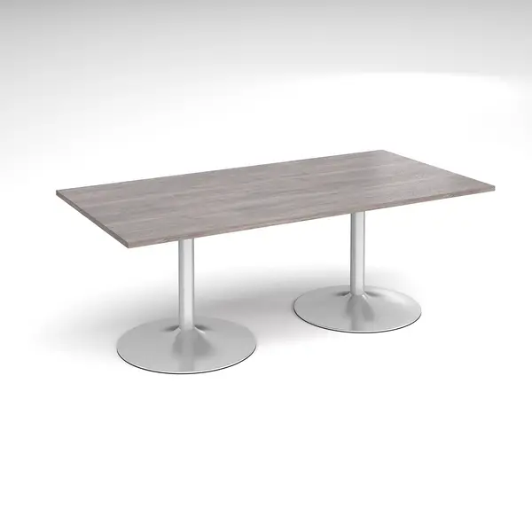 Silver Trumpet Base Rectangular Boardroom Table 2000mm - Grey Oak