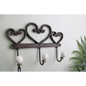 Rustic Cast Iron Wall Hooks, Hearts