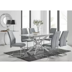 Lira 120 Extending Dining Table and 6 Grey Lorenzo Chairs - Elephant Grey