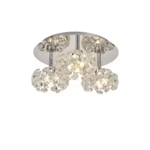 Salisbury Round 3 Light G9 35cm Flush Light With Polished Chrome And Crystal Shade