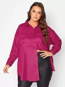 Yours Oversized Boyfriend Shirt - Orchid, Pink, Size 22-24, Women