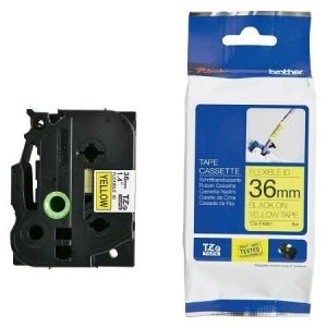 Brother TZe-FX661 P-touch Label Tape (36mm x 8m) Black On Yellow