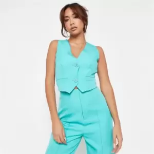 Missguided Crop Tailored Waistcoat - Blue