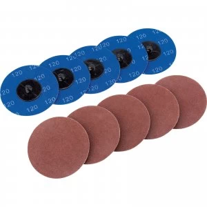 Draper 50mm Diameter Aluminium Oxide Sanding Disc 75mm 120g Pack of 10