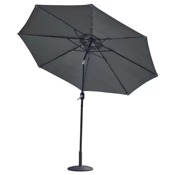 Glamhaus Garden Tilting Table Parasol For Outdoors With Solar Lights - Dark Grey