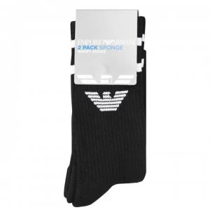 Emporio Armani 2 Pack Sponge Short Socks Black